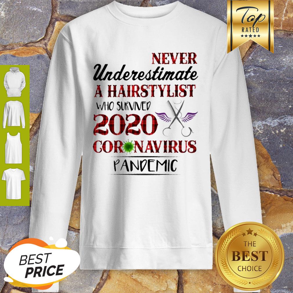 Never Underestimate A Hairstylist Who Survived 2020 Coronavirus Pandemic Shirt - Image 3