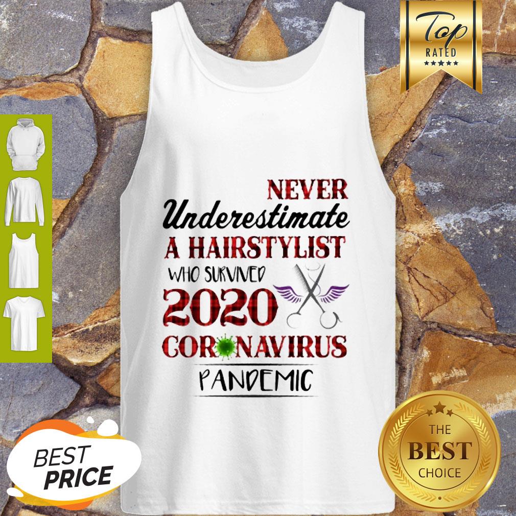 Never Underestimate A Hairstylist Who Survived 2020 Coronavirus Pandemic Shirt - Image 2