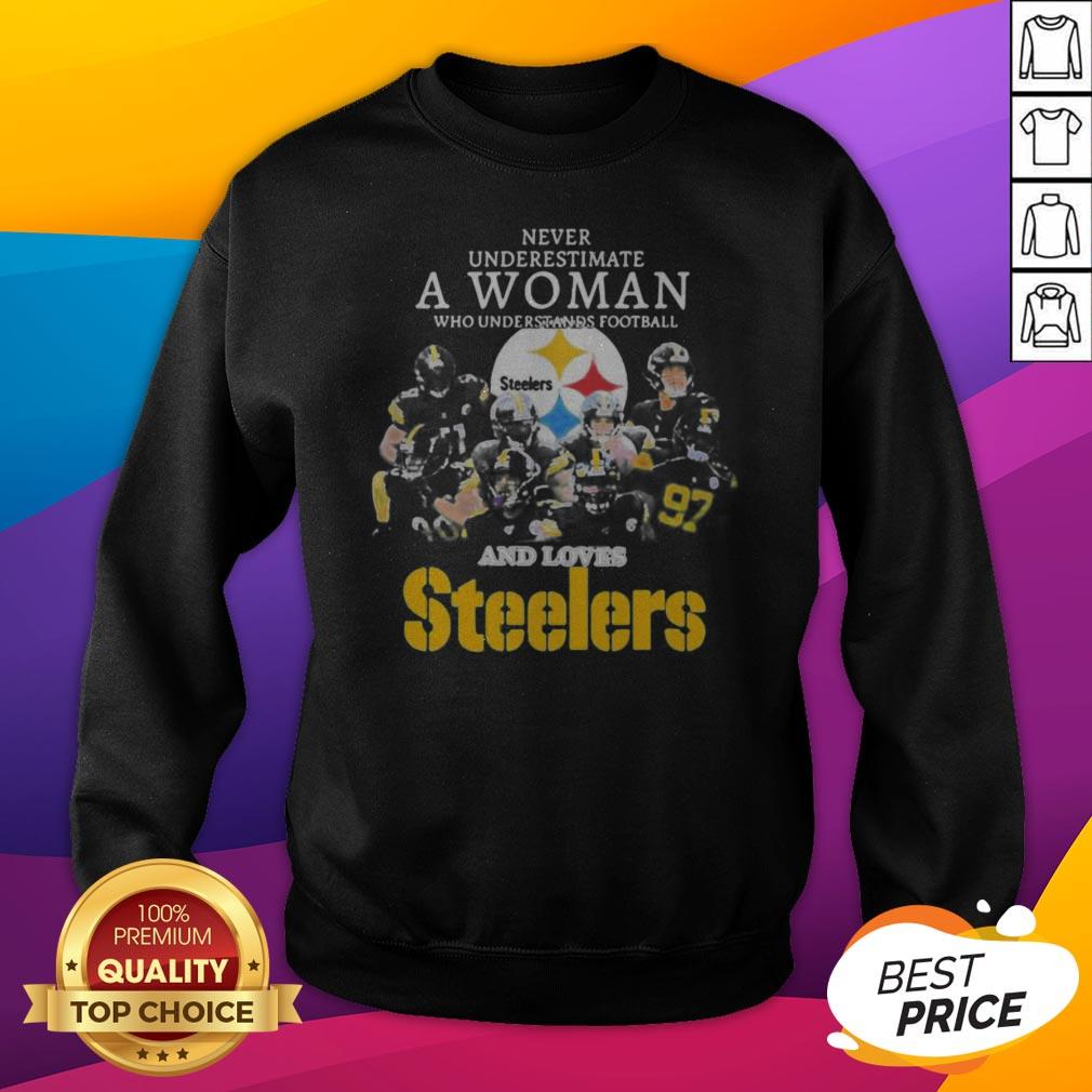 Never Underestimate A Woman Who Understands Football And Loves Pittsburgh Steelers Shirt - Image 2