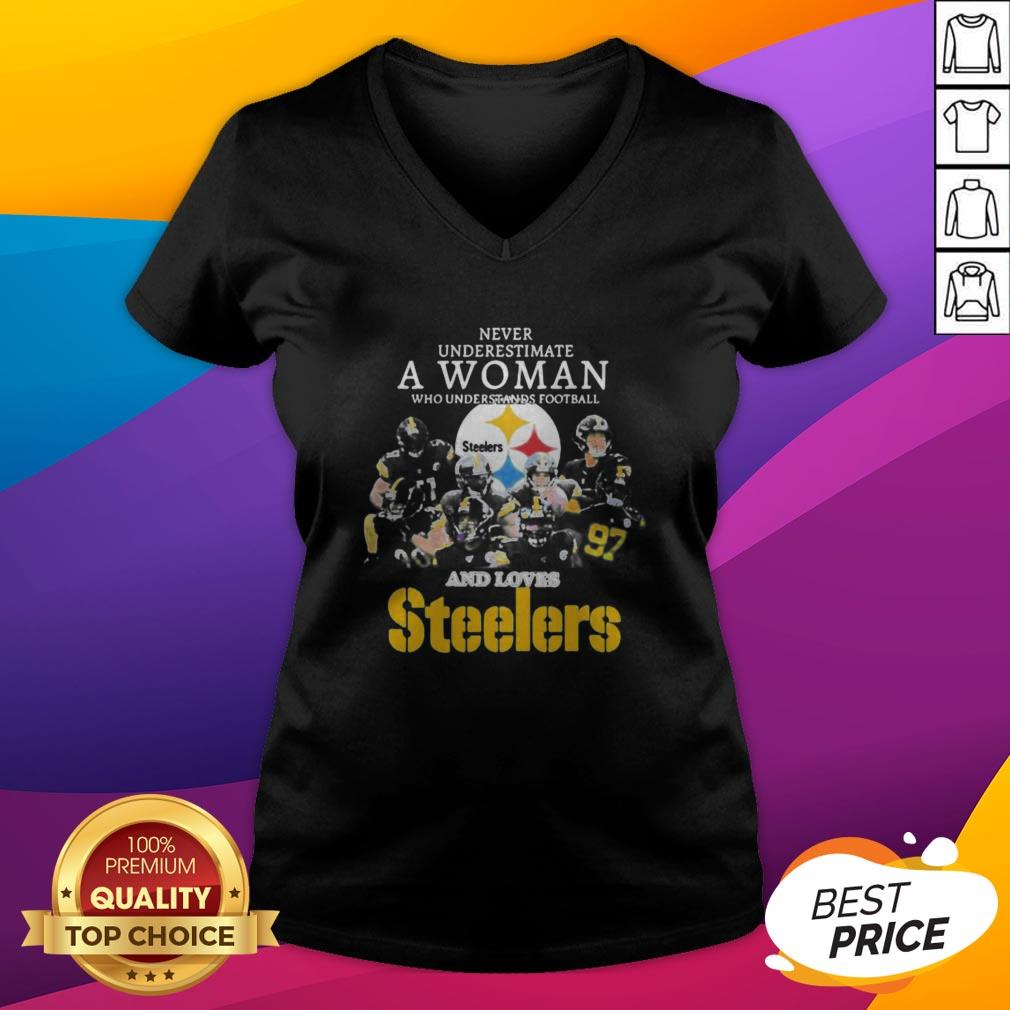 Never Underestimate A Woman Who Understands Football And Loves Pittsburgh Steelers Shirt - Image 4