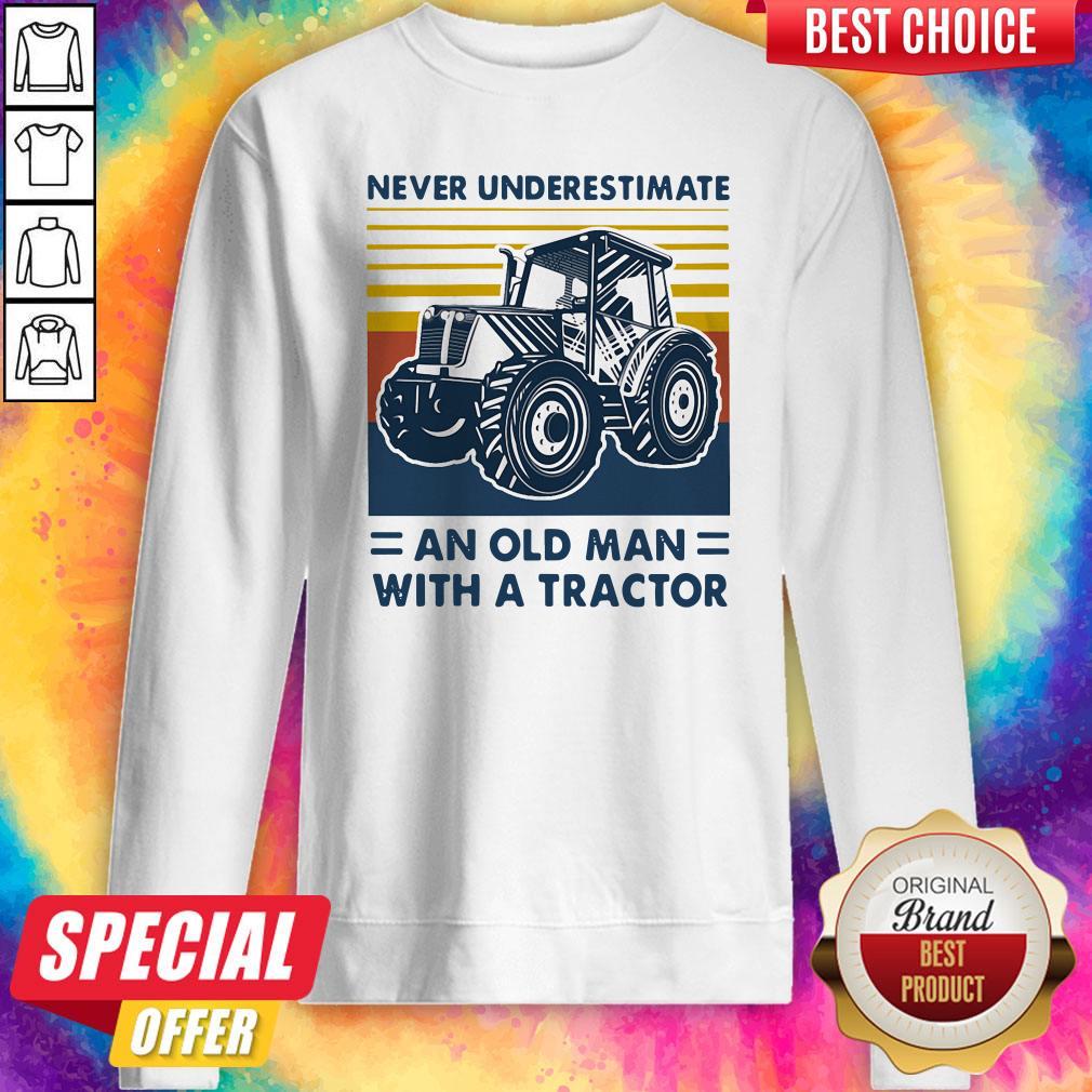 Never Underestimate An Old Man With A Tractor Vintage Shirt - Image 4