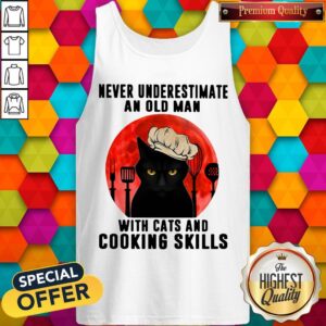 Alternative view of Never Underestimate An Old Man With Cats And Cooking Skills Shirt