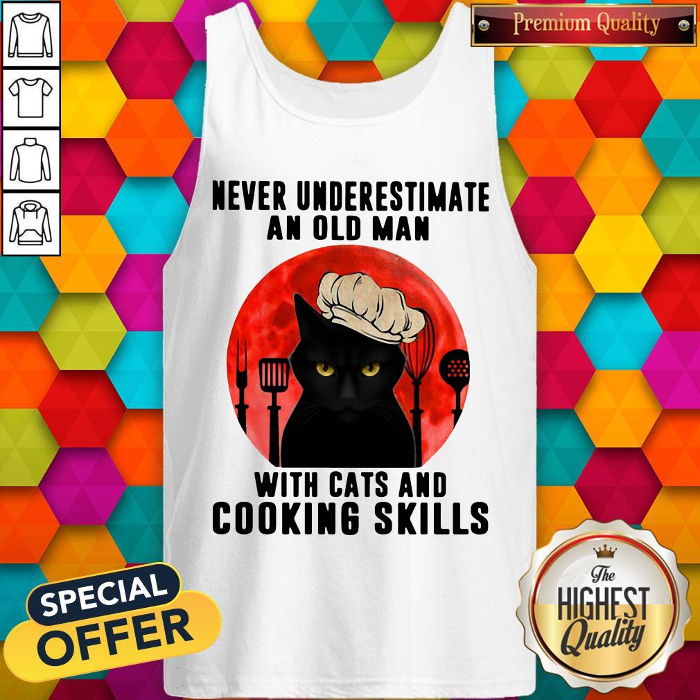 Never Underestimate An Old Man With Cats And Cooking Skills Shirt - Image 2