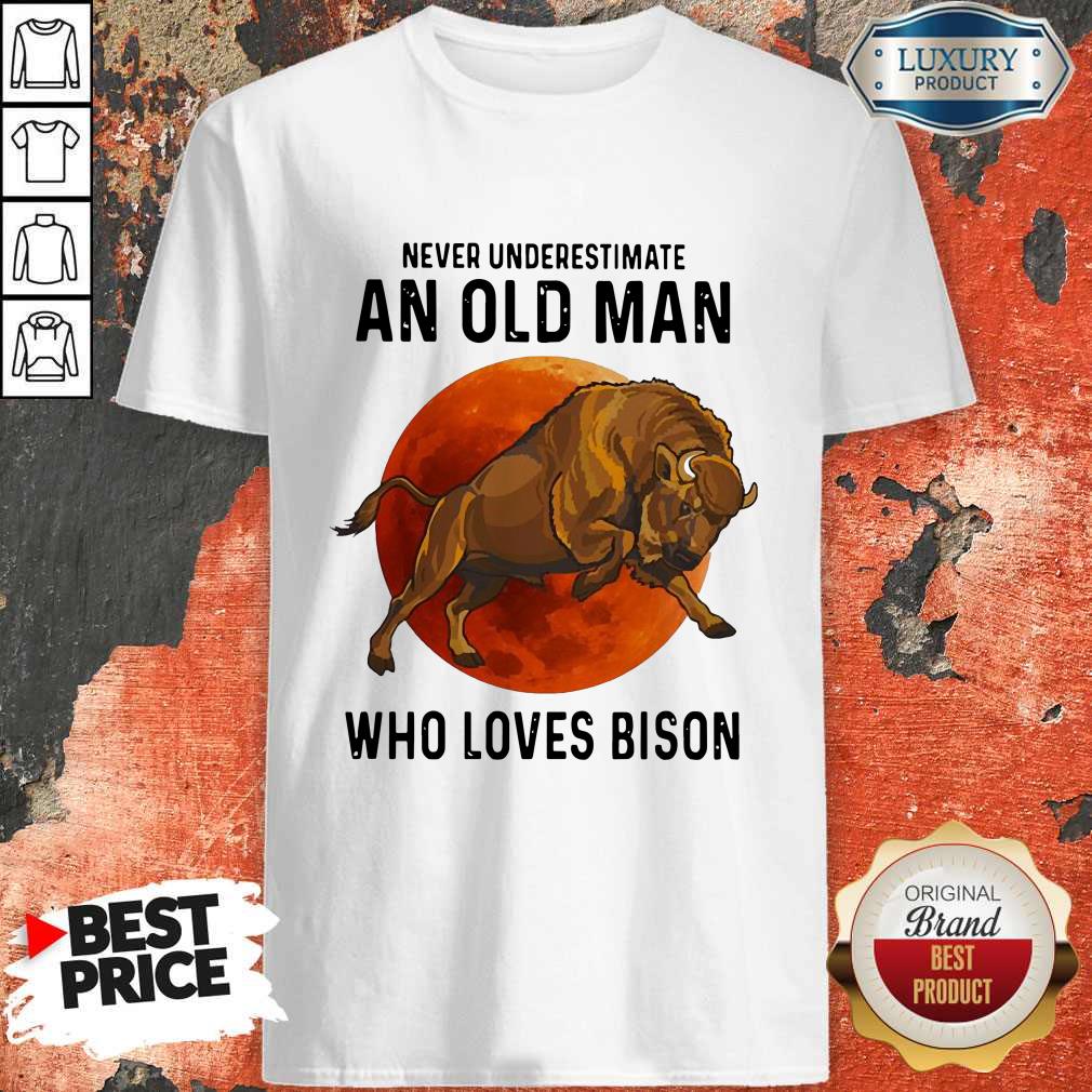 Never Underestimate An Old Woman Who Loves Bison Shirt