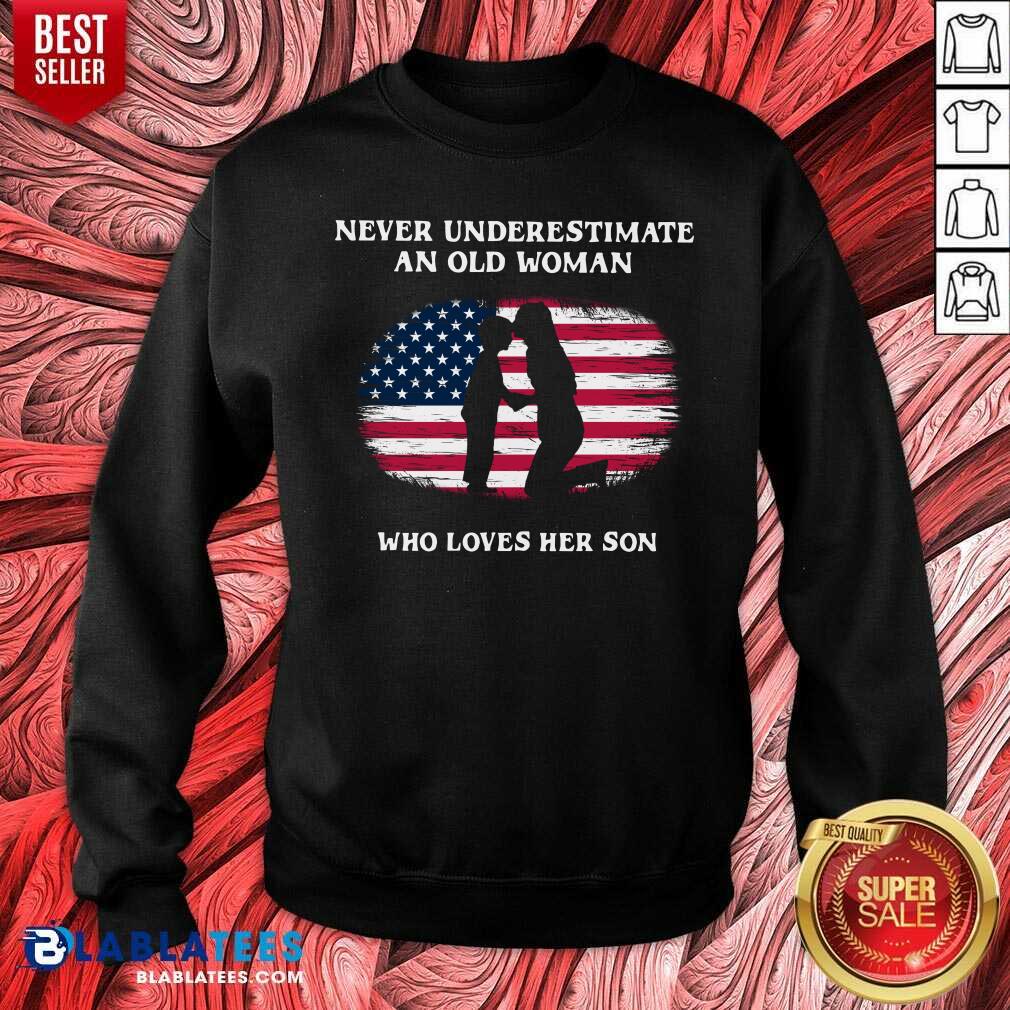 Never Underestimate An Old Woman Who Loves Her Son Shirt - Image 5