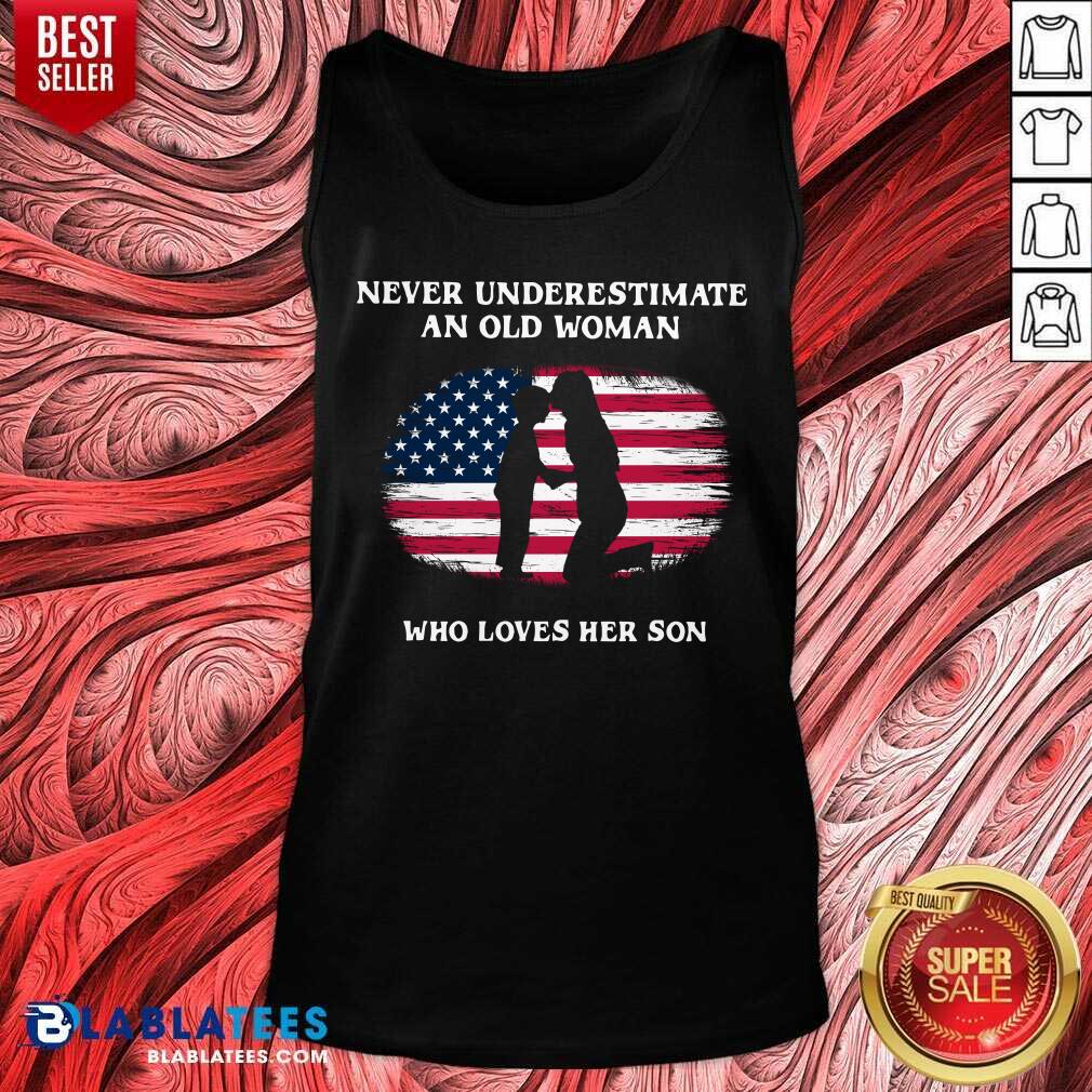 Never Underestimate An Old Woman Who Loves Her Son Shirt - Image 4