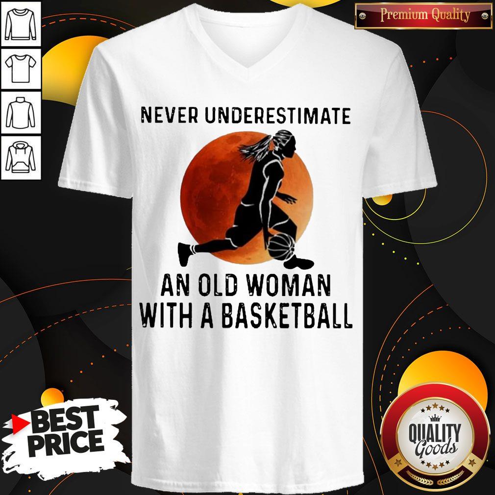 Never Underestimate An Old Woman With A Basketball Girl Shirt - Image 4