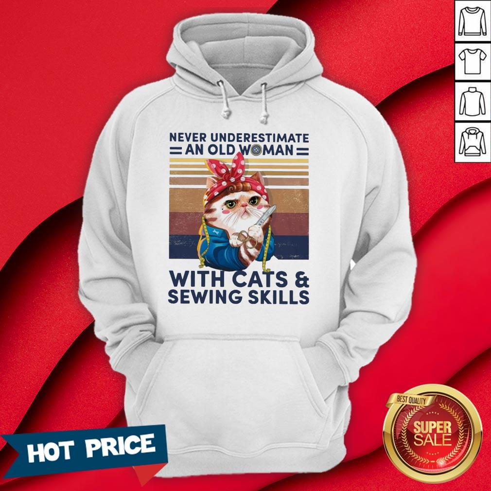 Never Underestimate An Old Woman With Cats And Sewing Skills Shirt - Image 5