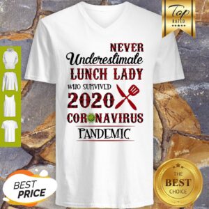 Alternative view of Never Underestimate Lunch Lady Who Survived 2020 Coronavirus Pandemic Shirt