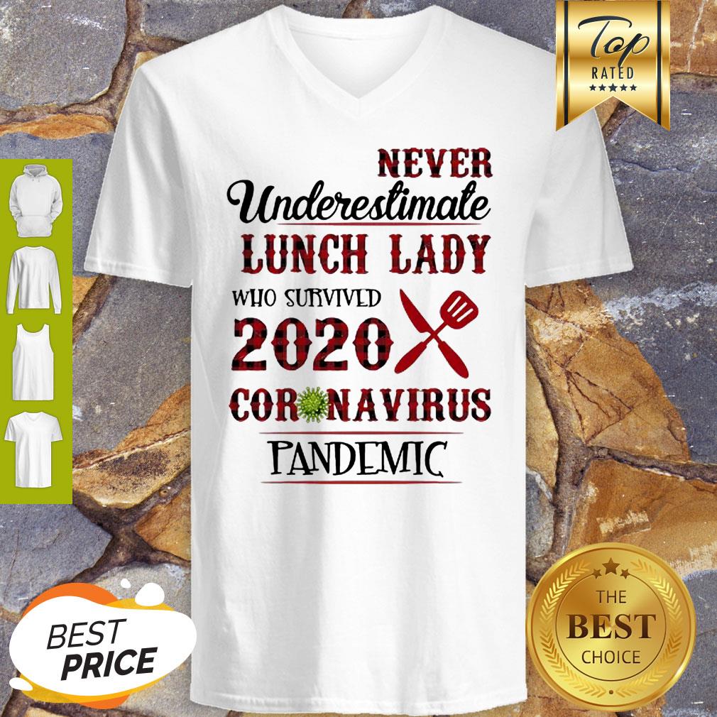 Never Underestimate Lunch Lady Who Survived 2020 Coronavirus Pandemic Shirt - Image 2
