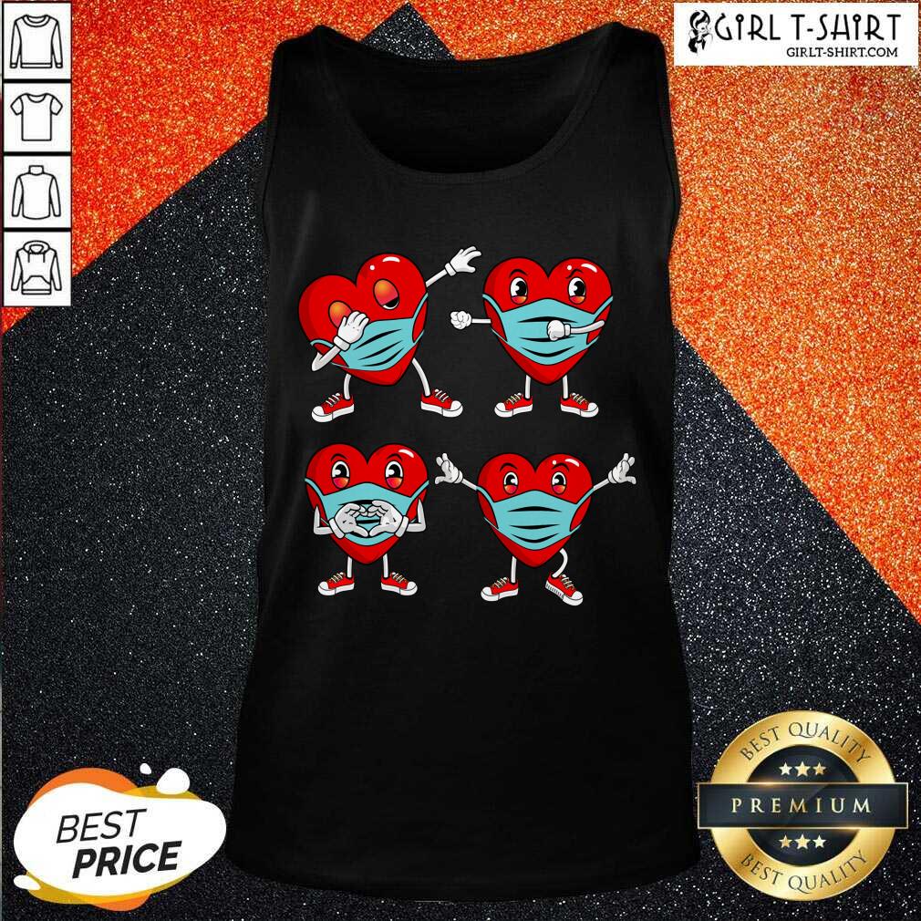 New Happy Quarantine Valentines Day Dance Dabbing Heart Mask Gifts Girls Kids Graphic Shirt - Image 3