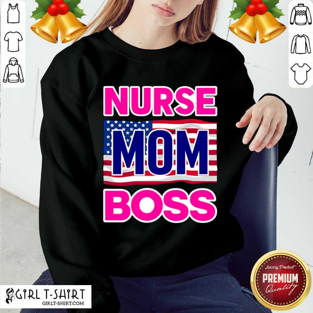 New Mother’s Day Nurse Mom Boss Us Flag Shirt - Image 4