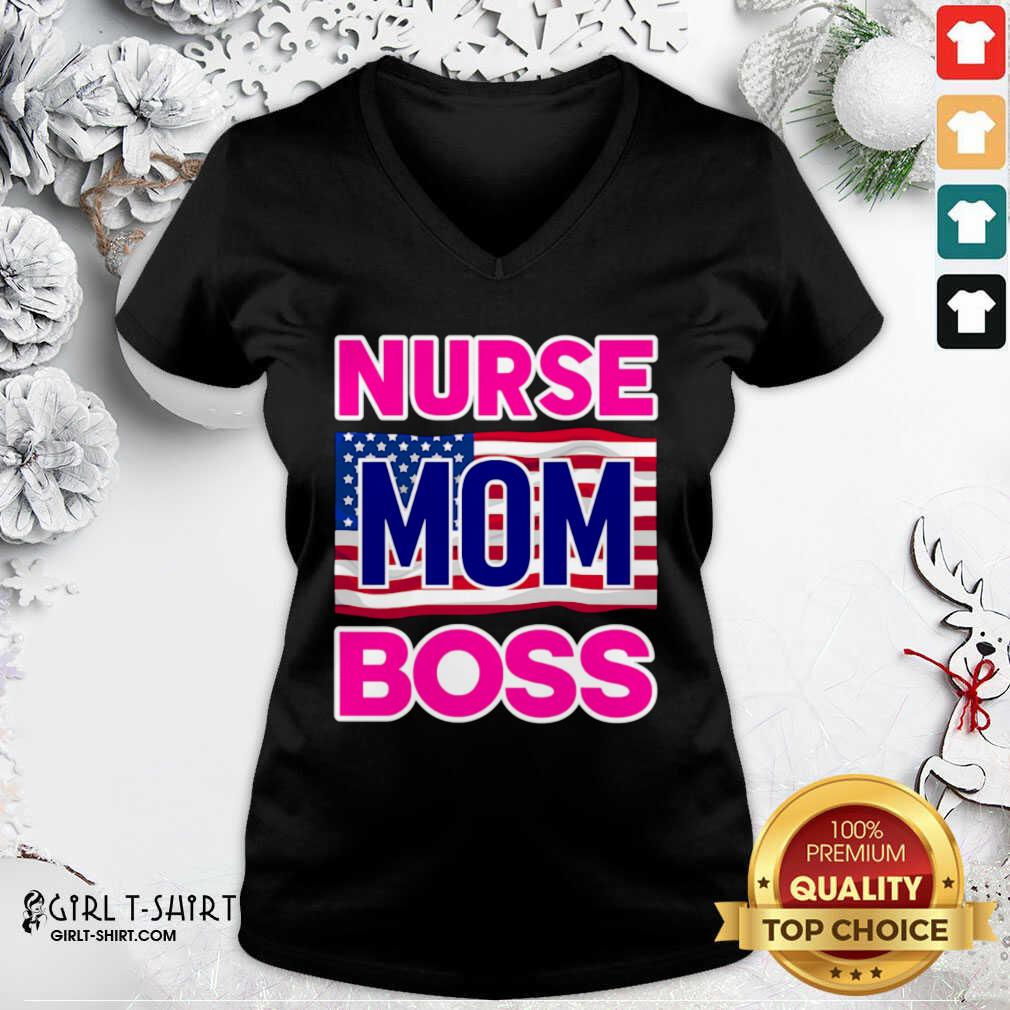 New Mother’s Day Nurse Mom Boss Us Flag Shirt - Image 2