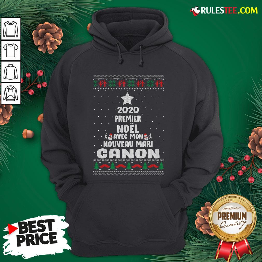 Nice 2020 Premier Noel Avec Mon Nouveau Mari Canon Ugly Christmas Shirt - Image 2