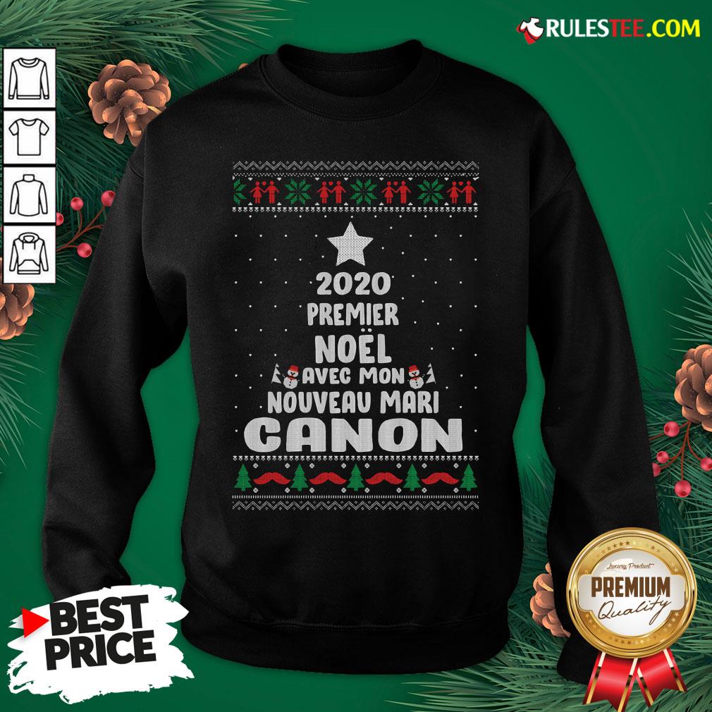 Nice 2020 Premier Noel Avec Mon Nouveau Mari Canon Ugly Christmas Shirt - Image 5