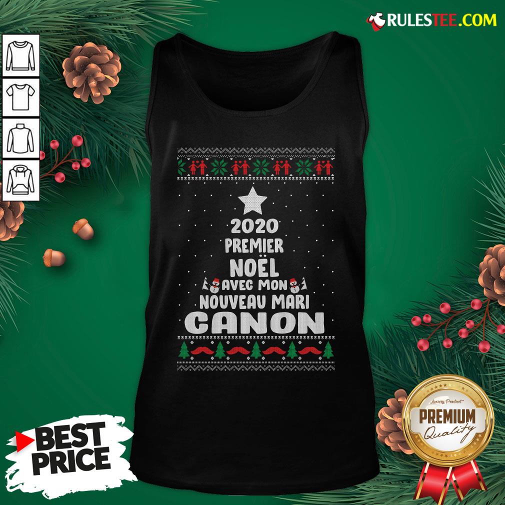 Nice 2020 Premier Noel Avec Mon Nouveau Mari Canon Ugly Christmas Shirt - Image 4