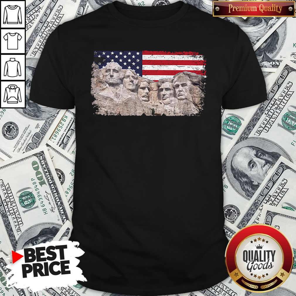 Nice 45th Added Rushmore American Flag Shirt