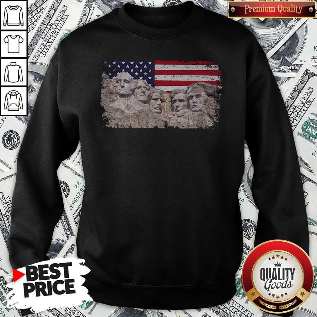 Nice 45th Added Rushmore American Flag Shirt - Image 5