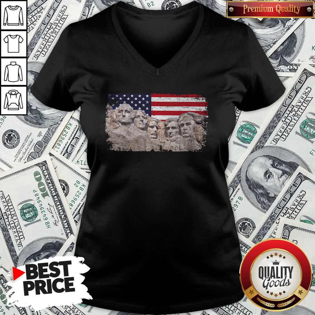 Nice 45th Added Rushmore American Flag Shirt - Image 3