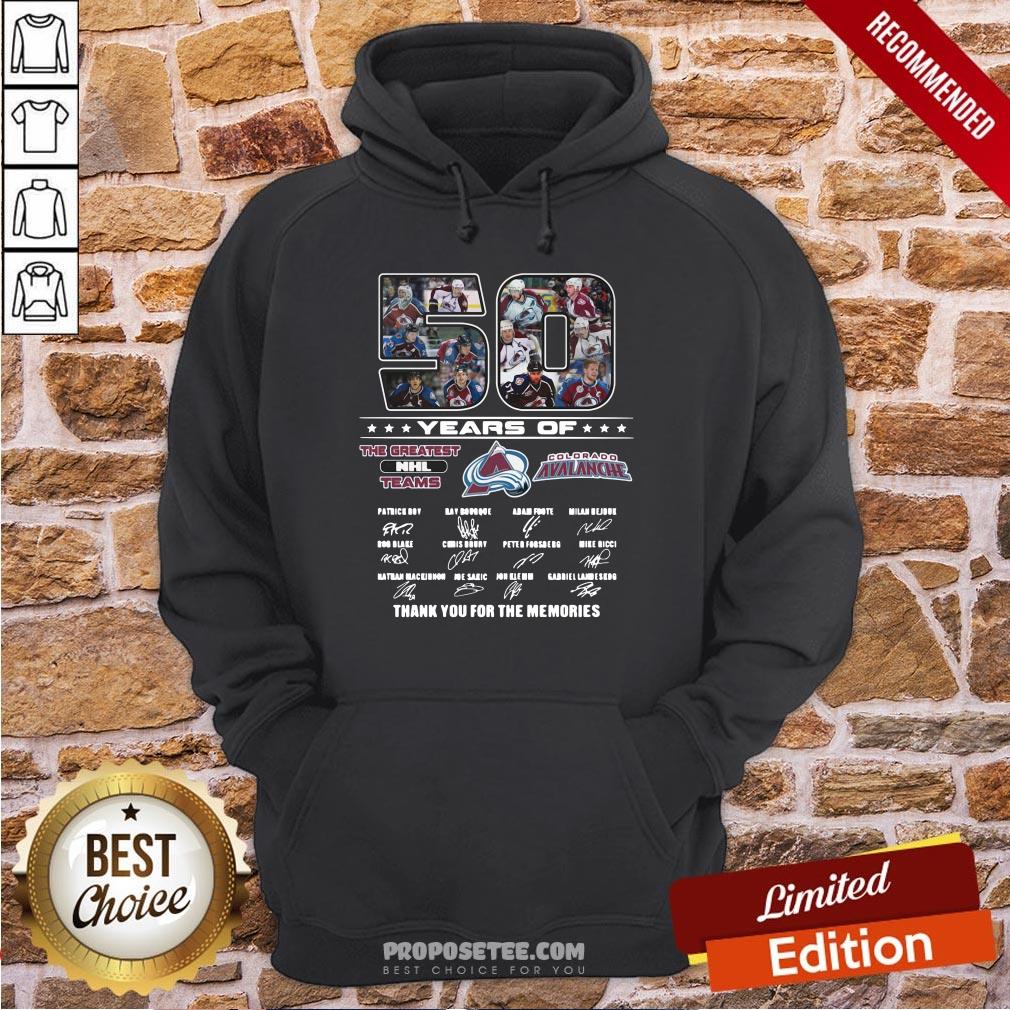 Nice 50 Years Of Colorado Avalanche The Greatest NHL Teams Thank You For The Memories Signatures Shirt - Image 5