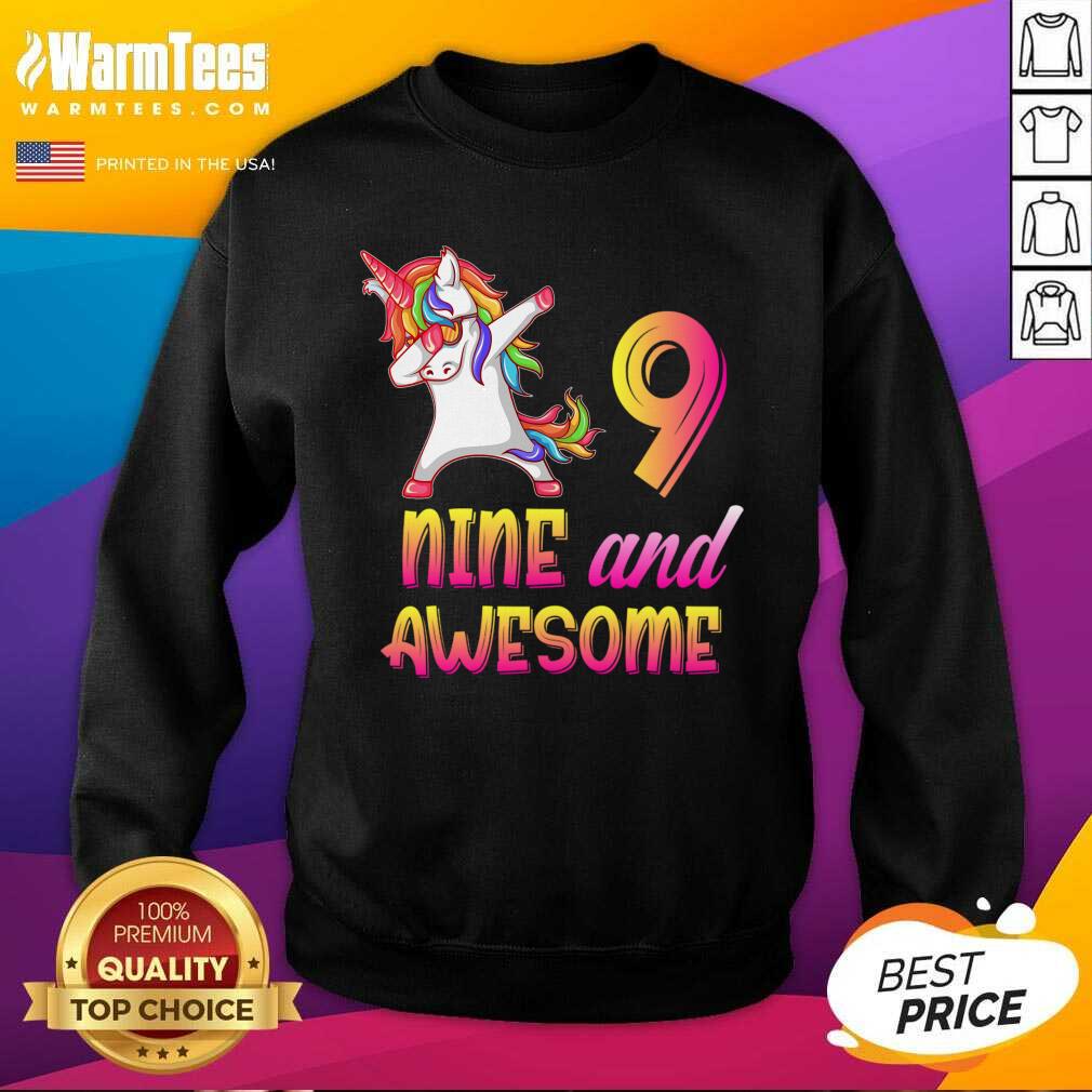 Nice 9th Birthday Girl Gift, 9 Year Old Girl Birthday, Nine And Awesome Shirt - Image 3