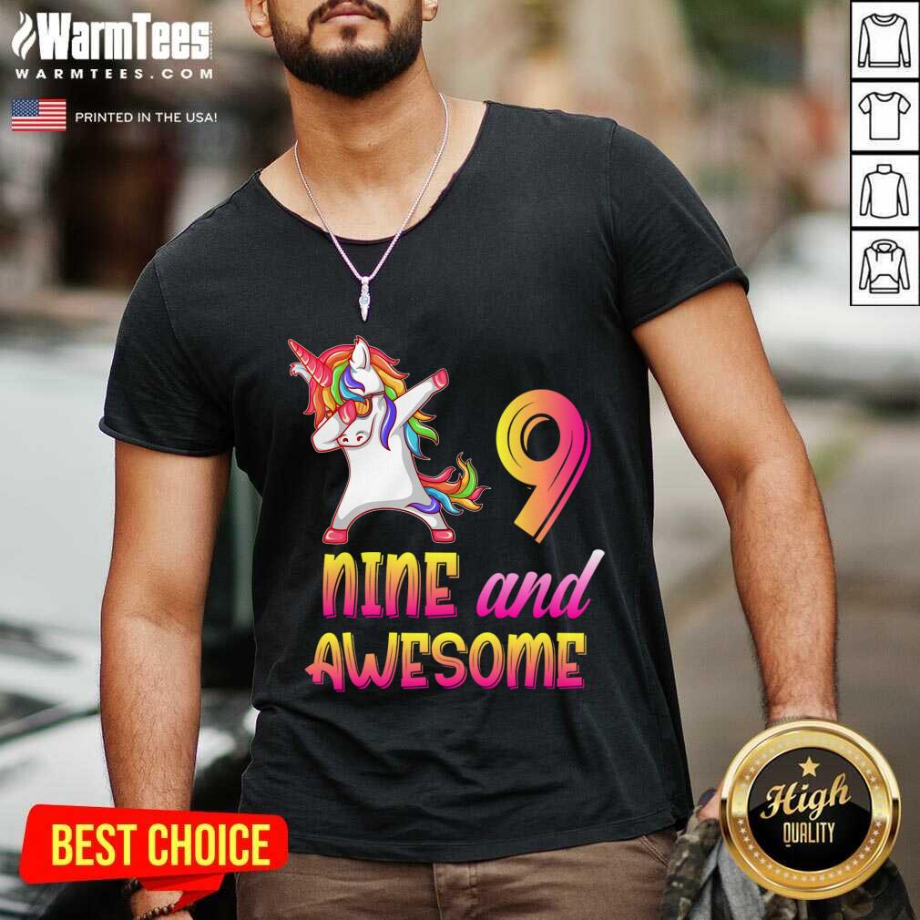 Nice 9th Birthday Girl Gift, 9 Year Old Girl Birthday, Nine And Awesome Shirt - Image 4