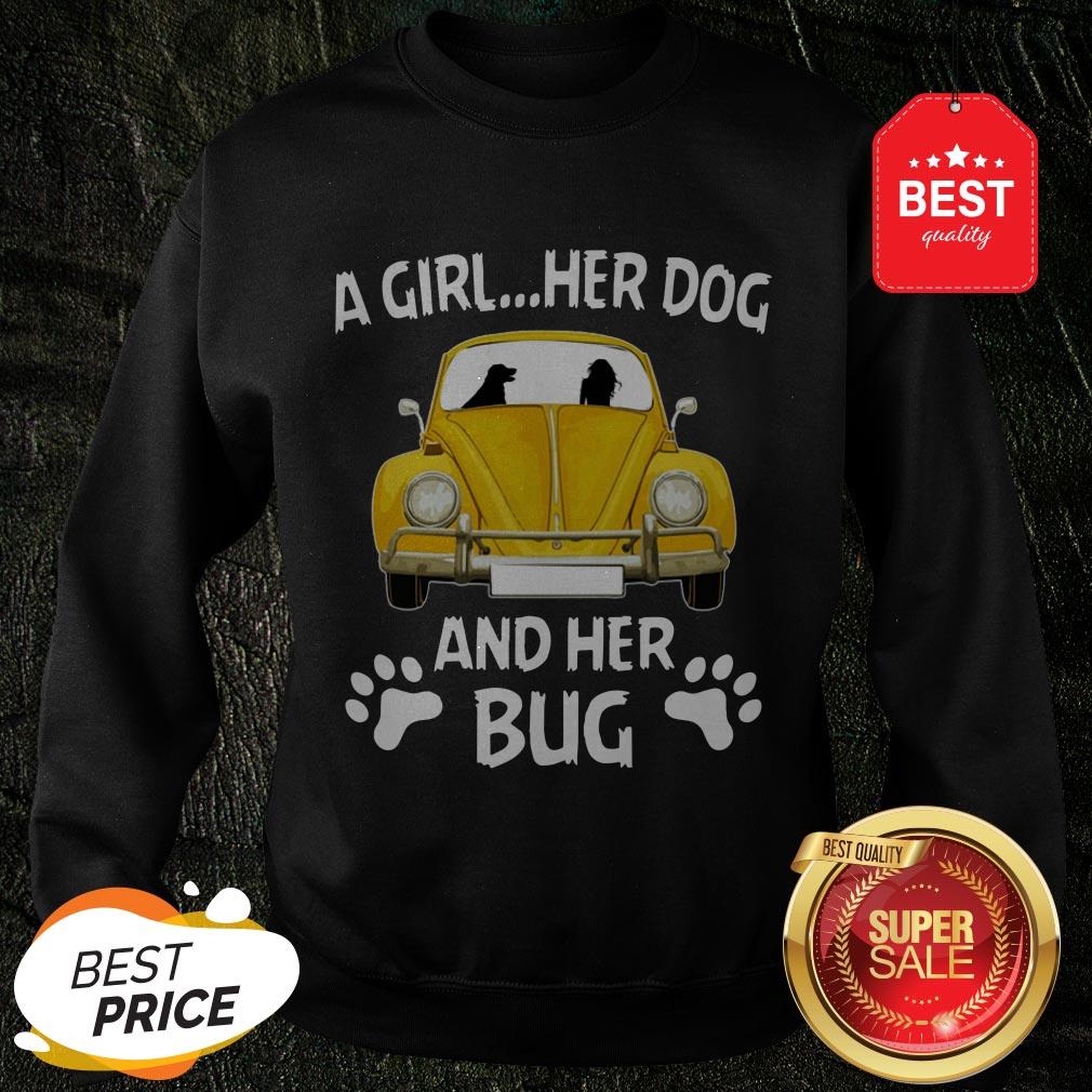 Nice A Girl Her Dog And Her Bug Volkswagen Beetle Shirt - Image 4