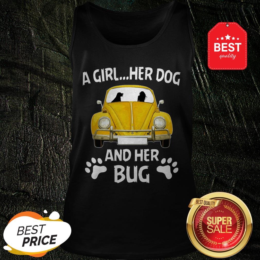 Nice A Girl Her Dog And Her Bug Volkswagen Beetle Shirt - Image 3