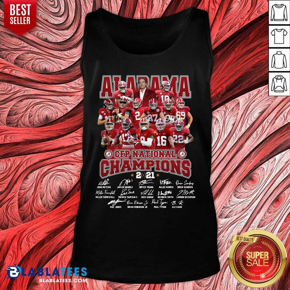 Nice Alabama Crimson Tide CFP National Champions 2021 Signatures Shirt - Image 3