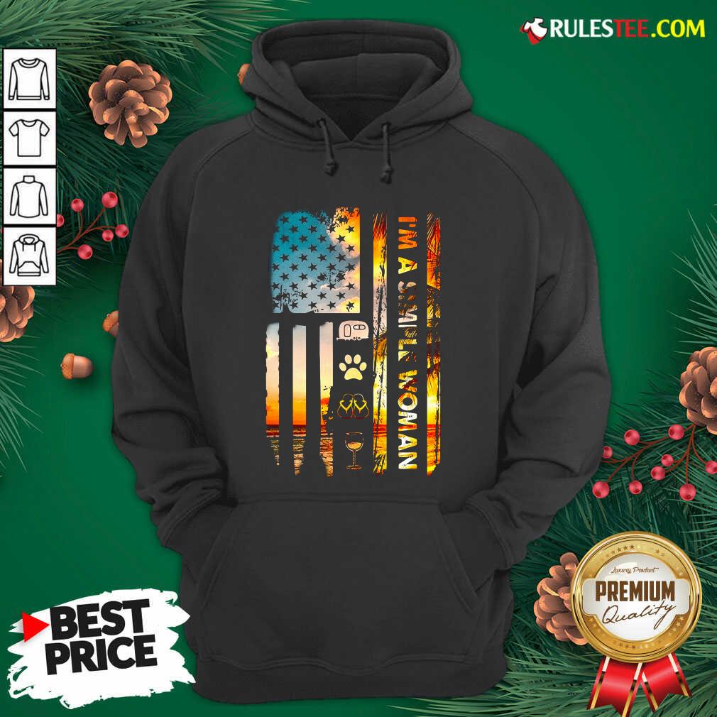 Nice American Flag I’m A Simple Woman I Love Camping Dog Flip Flop And Wine Shirt - Image 2