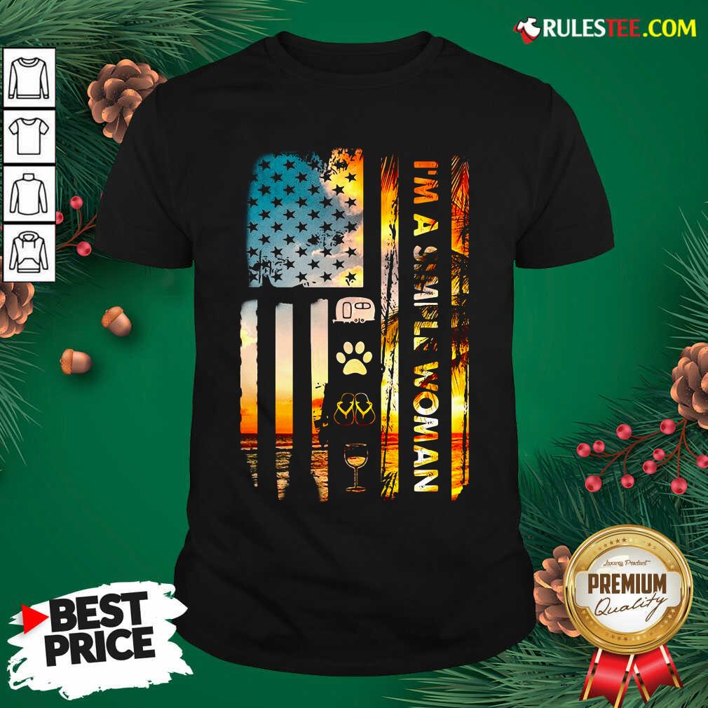 Nice American Flag I’m A Simple Woman I Love Camping Dog Flip Flop And Wine Shirt