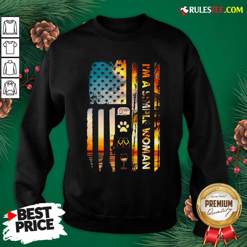 Nice American Flag I’m A Simple Woman I Love Camping Dog Flip Flop And Wine Shirt - Image 5