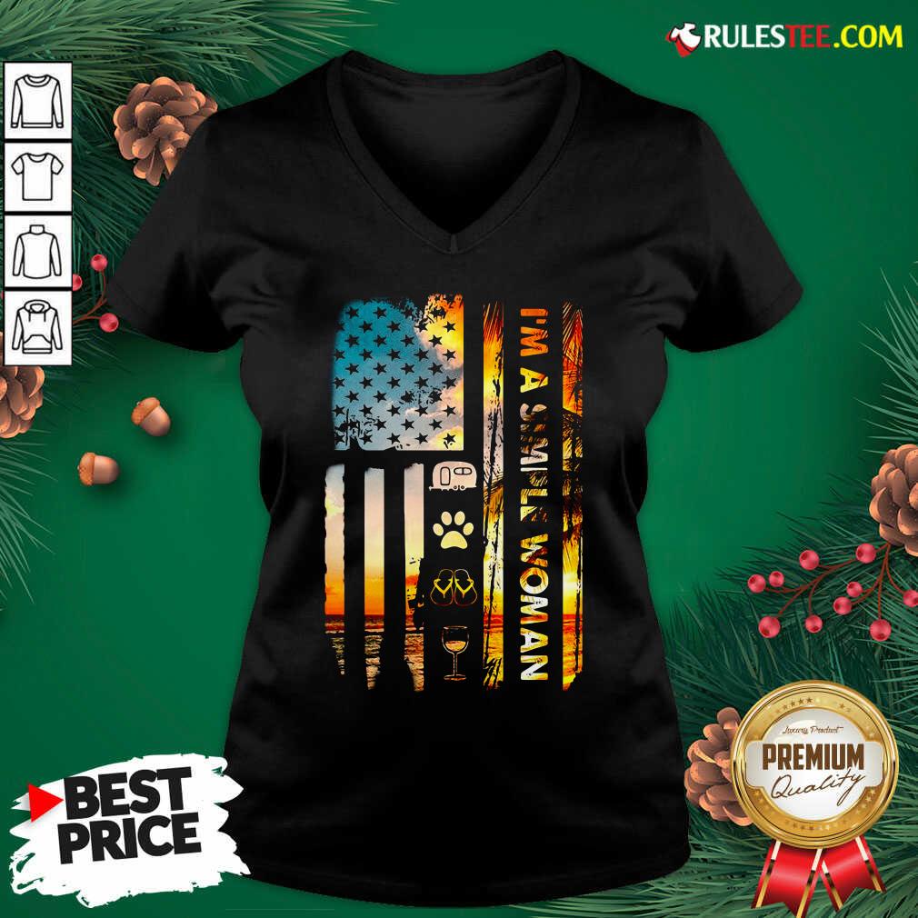 Nice American Flag I’m A Simple Woman I Love Camping Dog Flip Flop And Wine Shirt - Image 3
