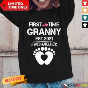Alternative view of Nice Baby Foots First Time Grandma Est 2020 Wish Me Luck Shirt