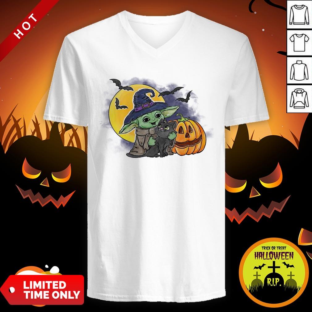 Nice Baby Yoda Hug Cat Halloween Shirt - Image 2