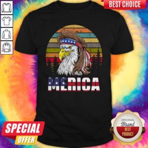 Nice Bald Eagle Merica Vintage 4th Of July Shirt