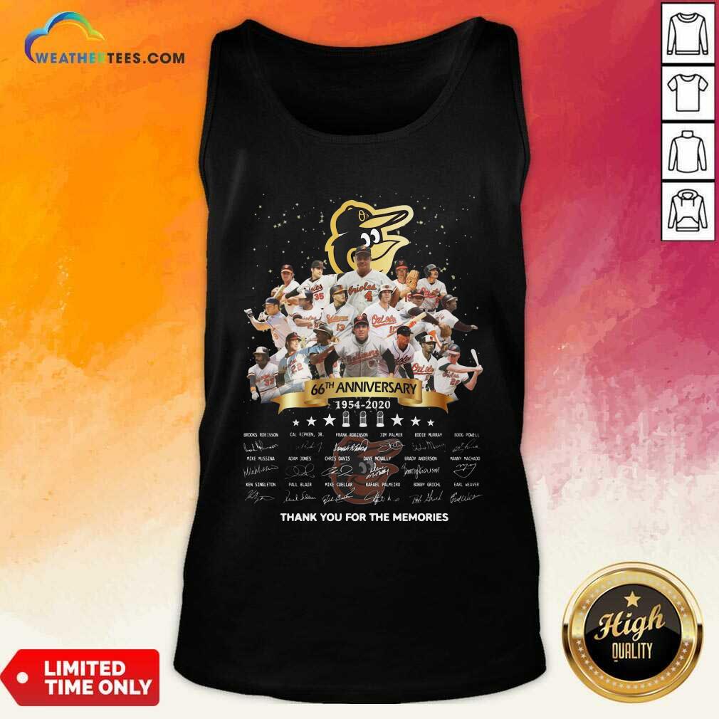 Nice Baltimore Orioles 66th Anniversary 1954 2020 Thank You For The Memories Signatures Shirt - Image 2