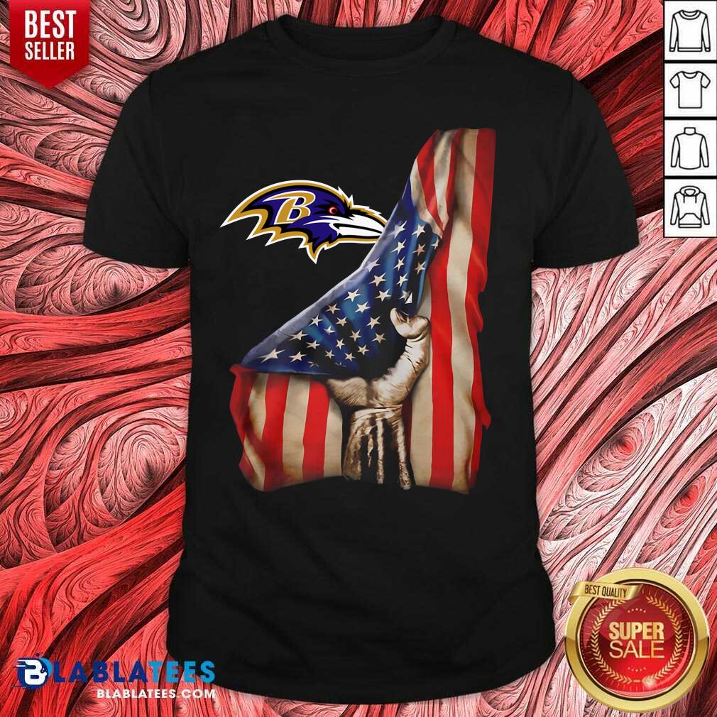 Nice Baltimore Ravens Logo And American Flag Drop 2021 Shirt