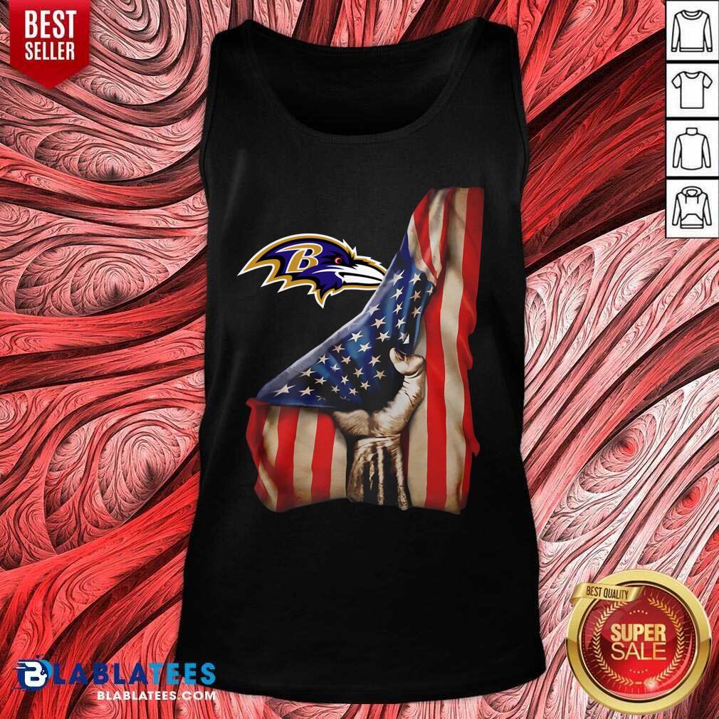 Nice Baltimore Ravens Logo And American Flag Drop 2021 Shirt - Image 4