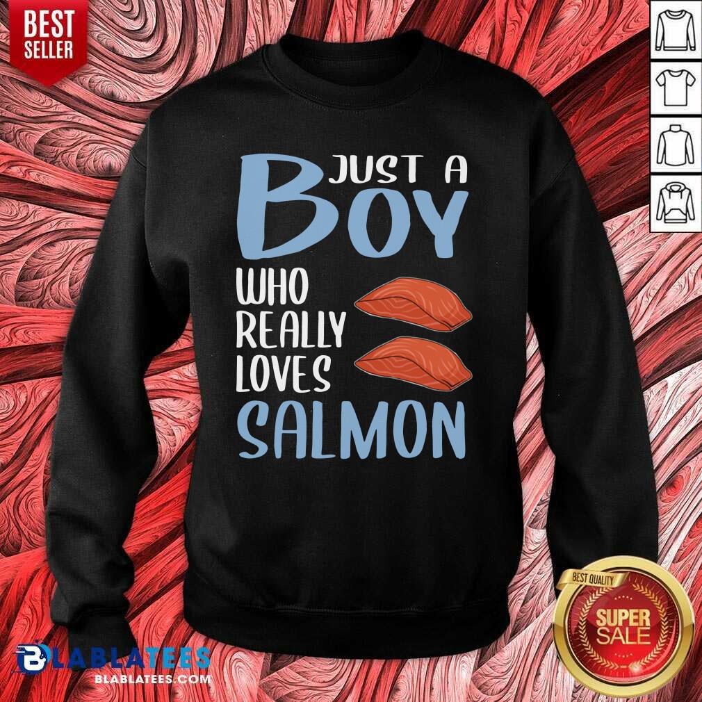 Nice BBQ Just A Boy Who Really Loves Salmon Shirt - Image 5
