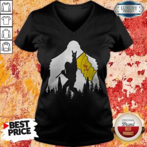 Alternative view of Nice Bigfoot Rock N Roll New Mexico Flag In The Forest Shirt