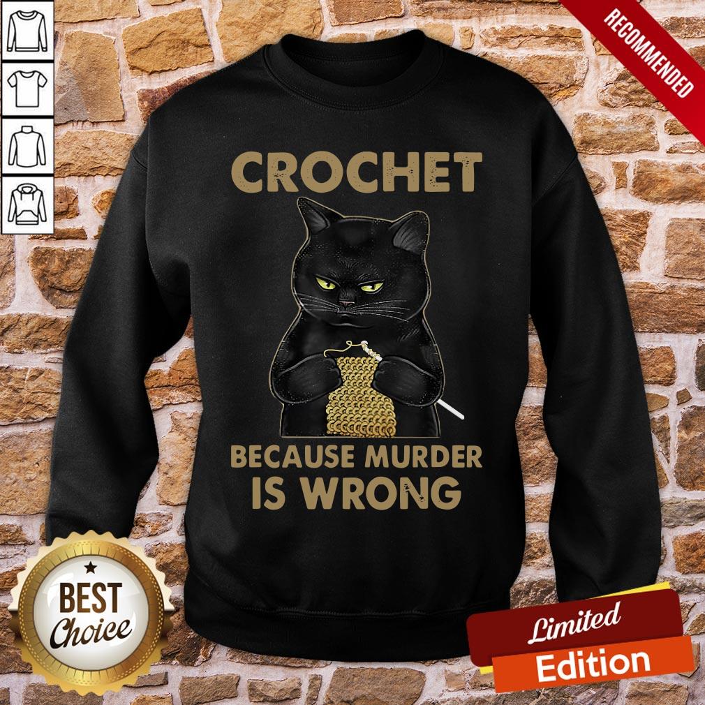 Nice Black Cat Crochet Because Murder Is Wrong Shirt - Image 4