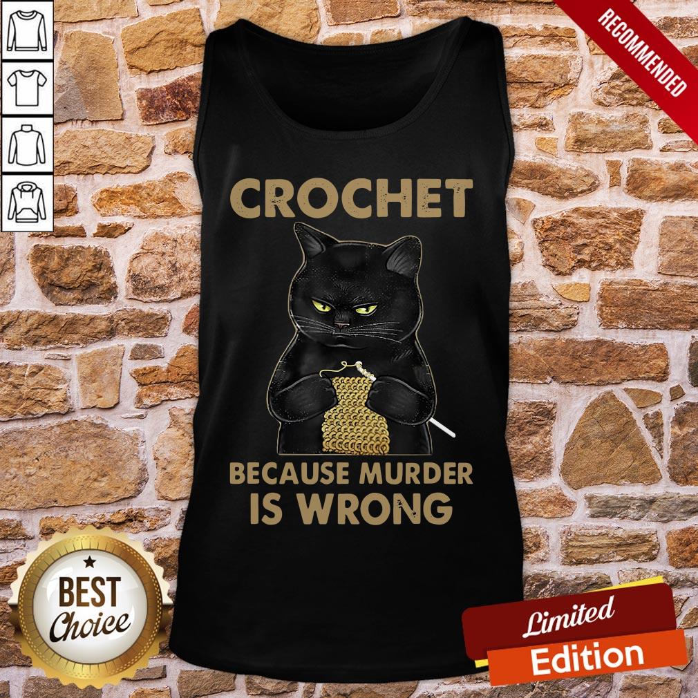 Nice Black Cat Crochet Because Murder Is Wrong Shirt - Image 3