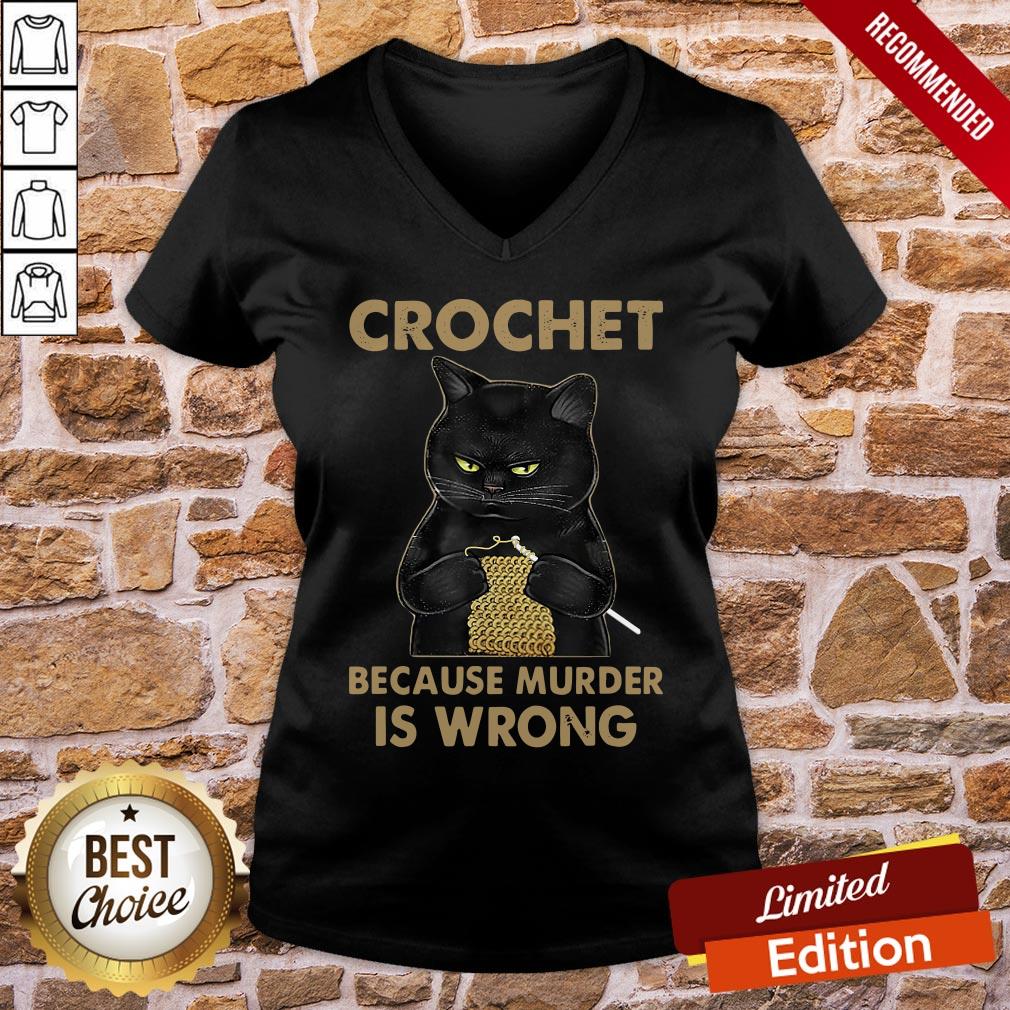 Nice Black Cat Crochet Because Murder Is Wrong Shirt - Image 2