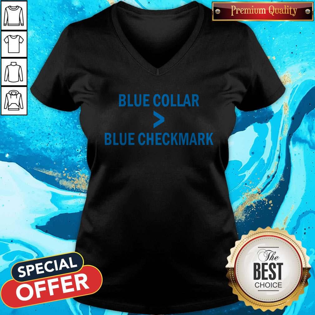 Nice Blue Collar Blue Checkmark Shirt - Image 4