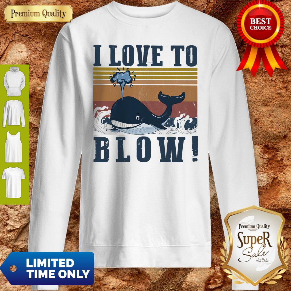 Nice Blue Whale I Love To Blow Vintage Shirt - Image 5