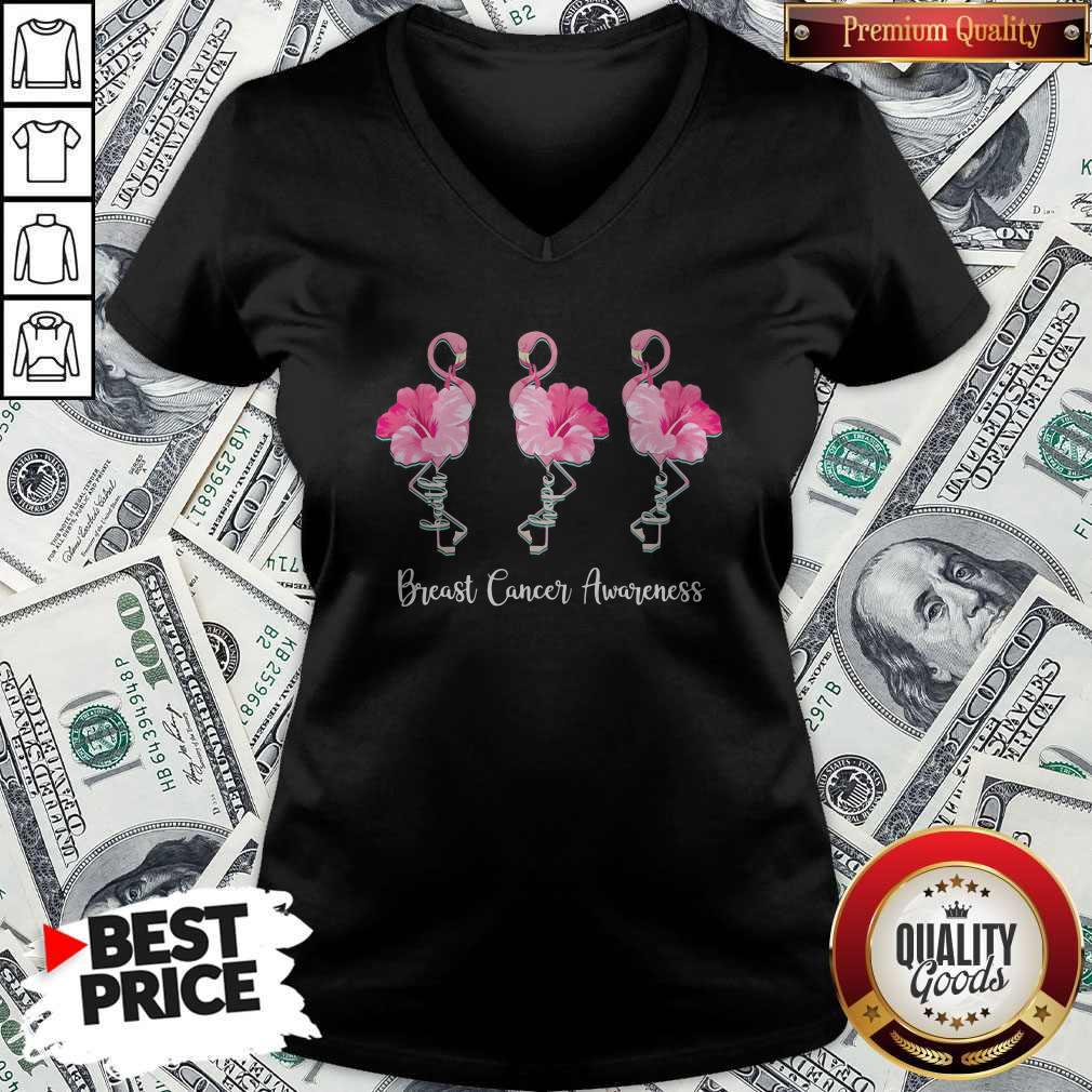 Nice Breast Cancer Awareness Faith Hope Love Flamingo Shirt - Image 4
