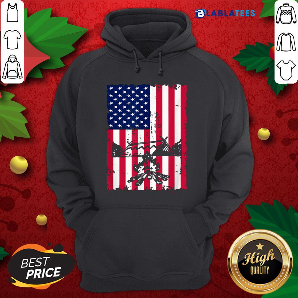 Nice Camping American Flag Camper Campsite Shirt - Image 2