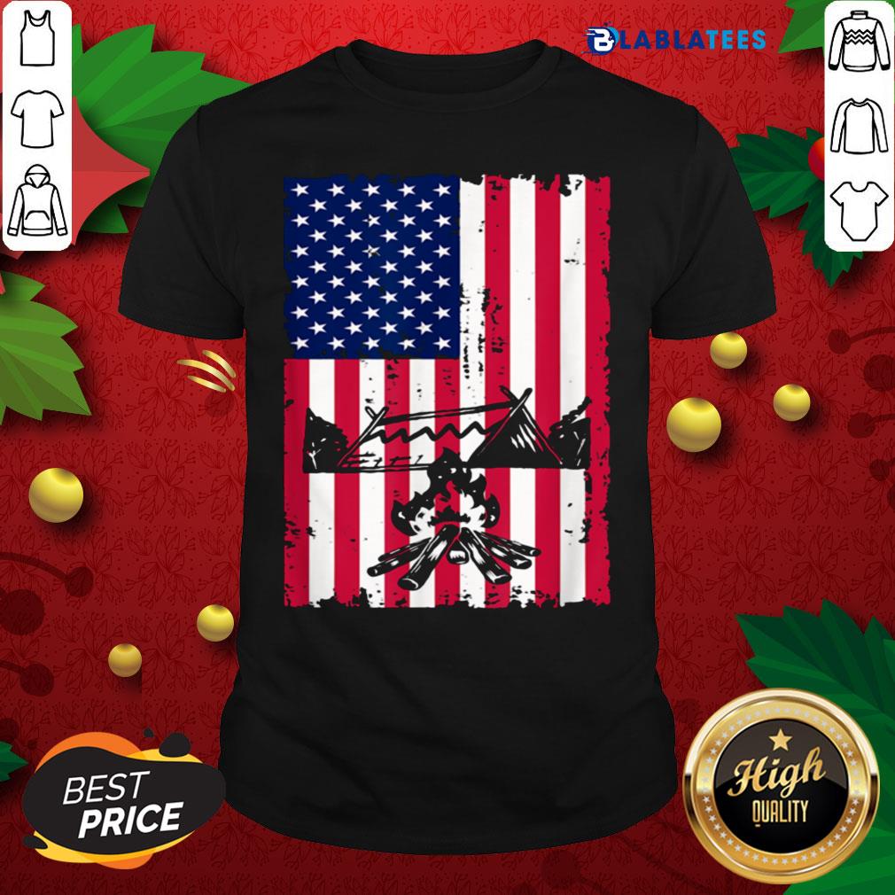 Nice Camping American Flag Camper Campsite Shirt
