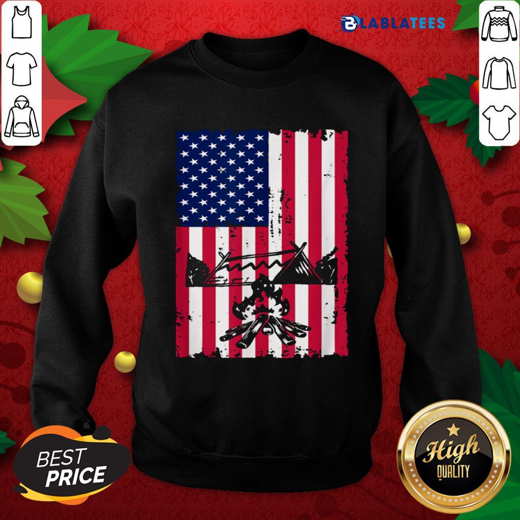 Nice Camping American Flag Camper Campsite Shirt - Image 5